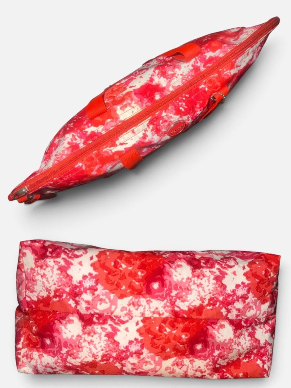 Coach Getaway Packable Weekender Tote F31441 Red Pink Floral Nylon Bag + Pouch - Picture 7 of 11